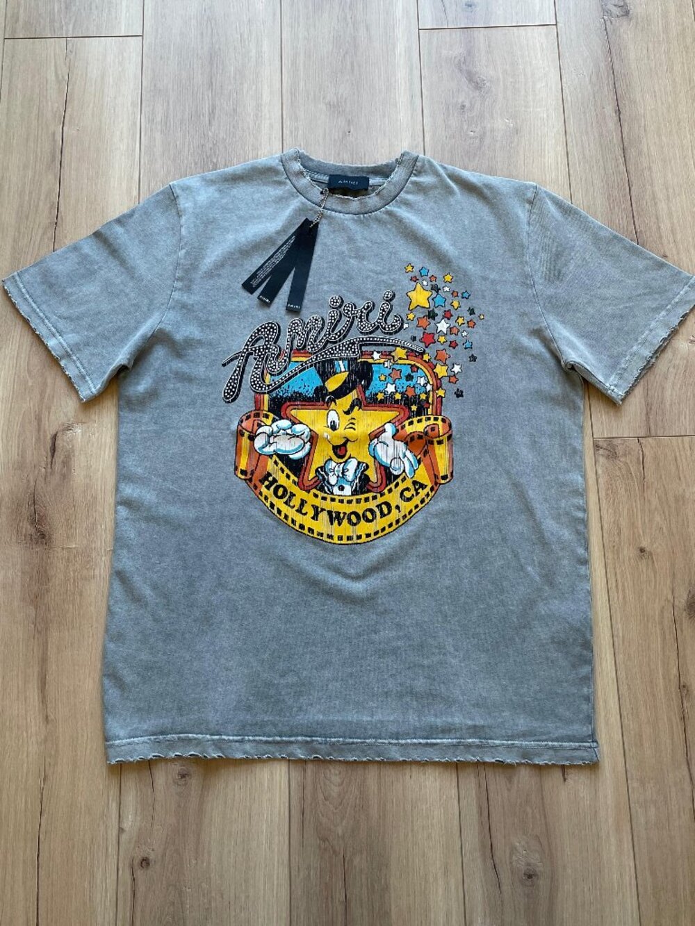 L AMIRI MEN'S GRAY COTTON T-SHIRT RELAXED FIT